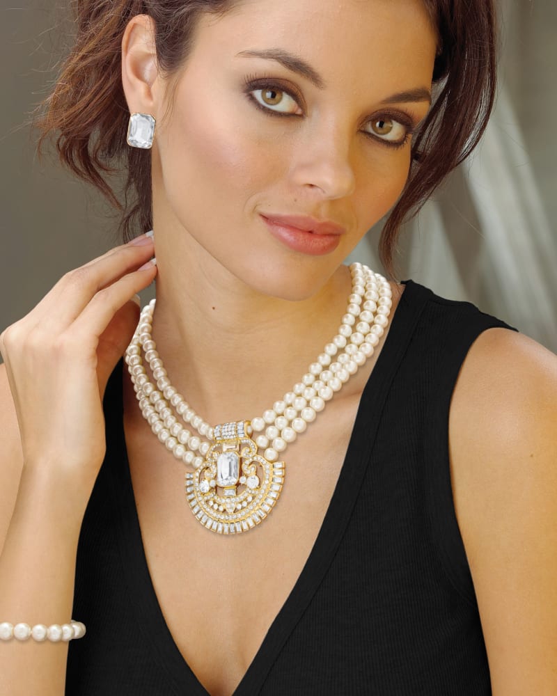 Pearl necklace earring 2024 and bracelet set